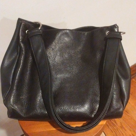 Vintage Black Leather Bag Handbag Purse- Leather Co. by LIZ CLAIBORNE - Picture 3 of 12